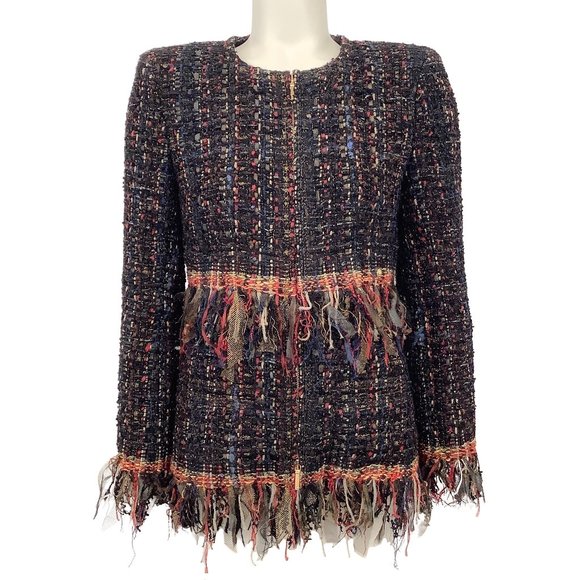 Chanel 2017A Black / Gold / Red / Navy Tweeded Tulle Jacket - Picture 1 of 5